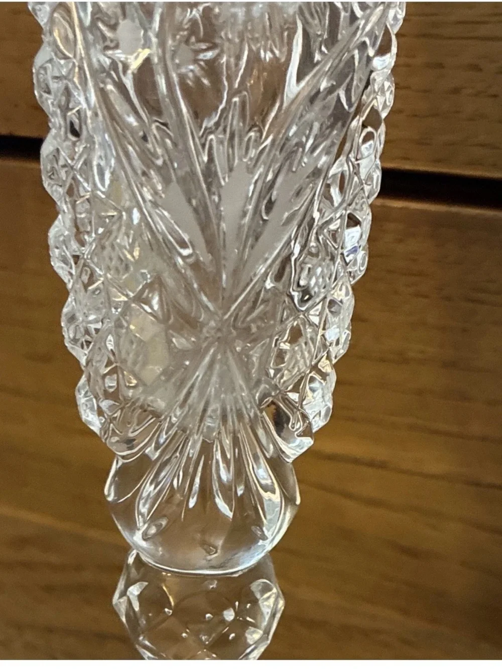Hofbauer Crystal Vase 9.5” West Germany Botanical Sawtooth Rim RARE Pinecone